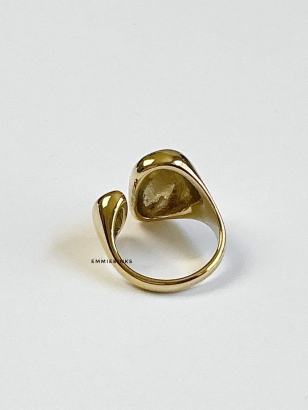 New Anthropologie Golden Molten Metal Statement Ring ~ 18KGP Open Ring - Picture 11 of 15